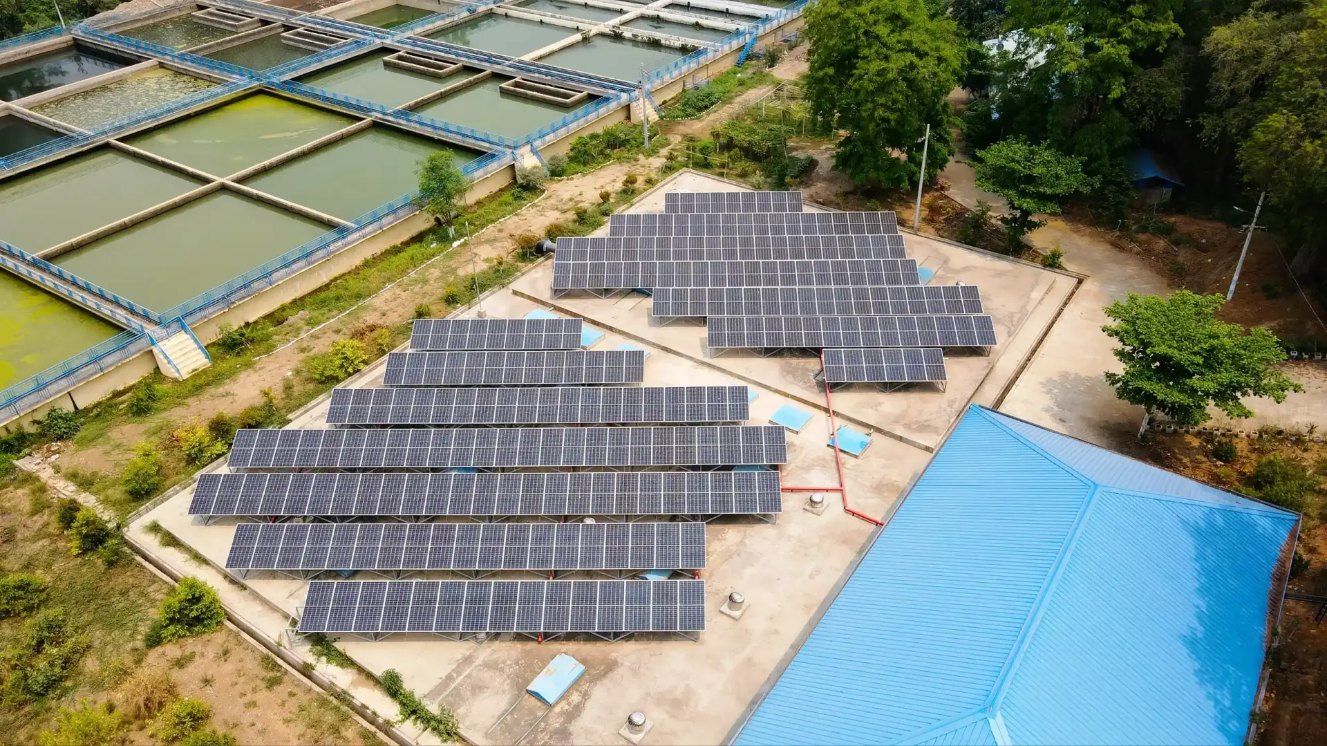 Aerial view of completed photovoltaic arrays